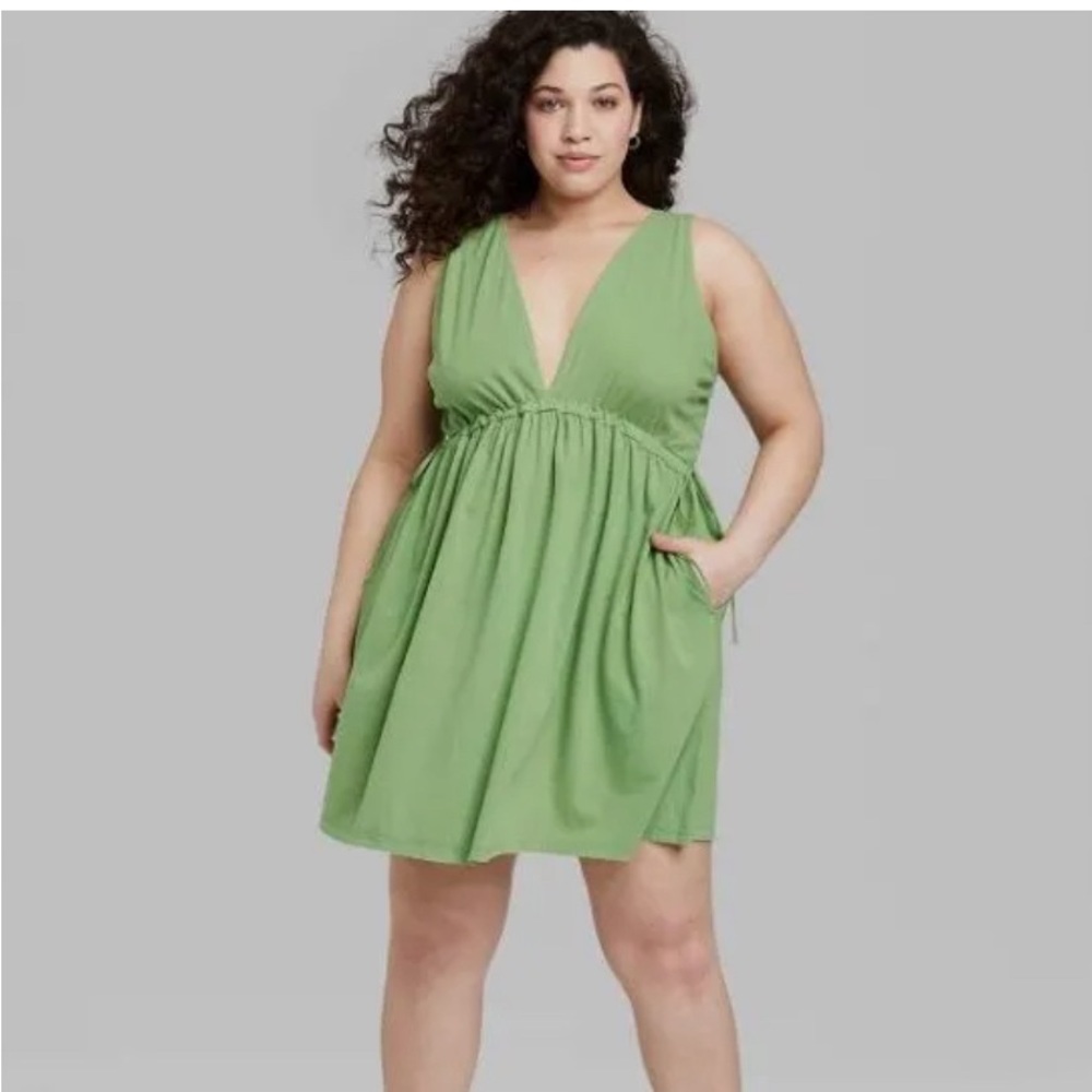 Wild Fable XXL waist cinch dress with pockets in sage